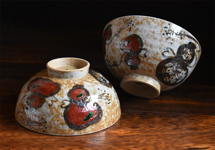 夫婦茶碗　六瓢（無病）古青窯（WAZAHONPO-KOSEI02）